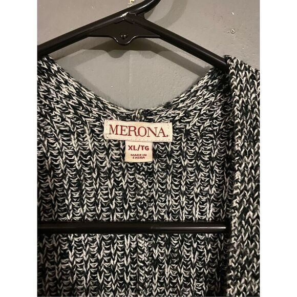 Merona Gray White Acrylic 3/4 Sleeve Open Front Cardigan Size XL - Picture 5 of 7